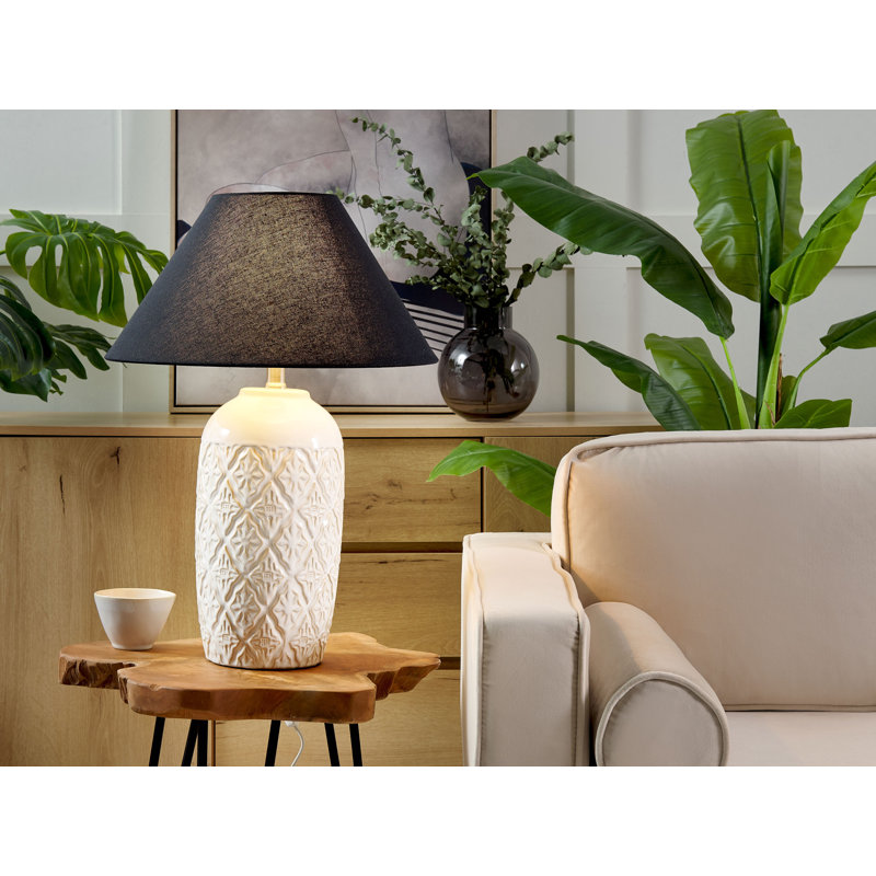 Richy Ceramic Table Lamp, Beige, Black