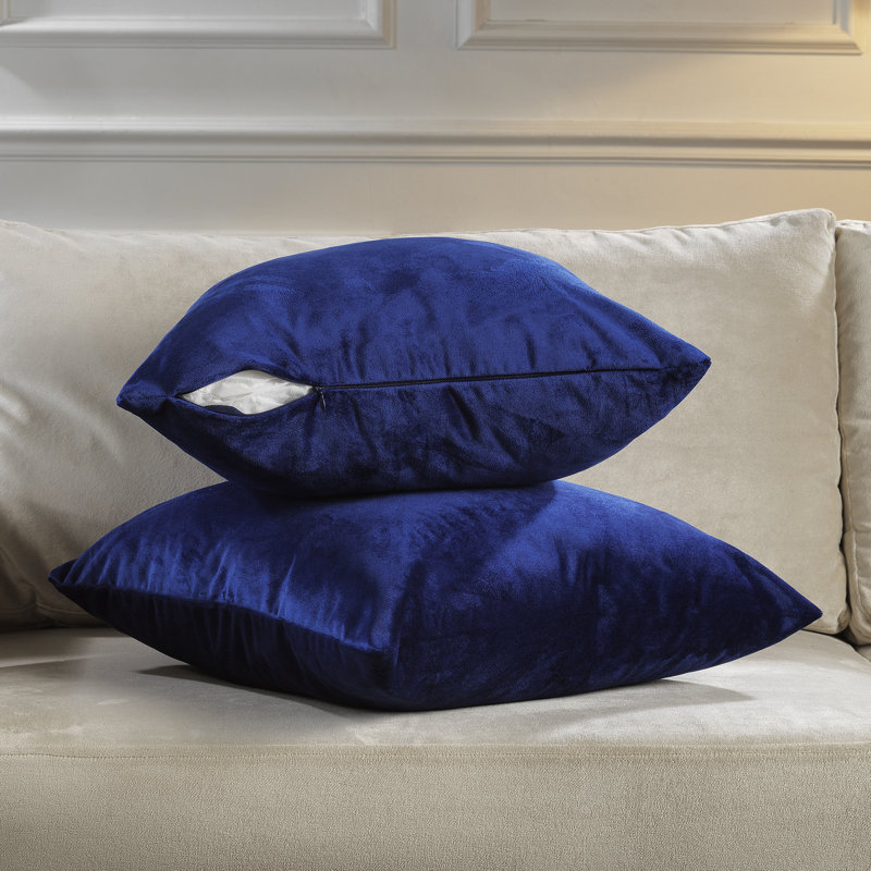 Housse de coussin en velours mat, 22 po x 22 po, 45 bleu marine
