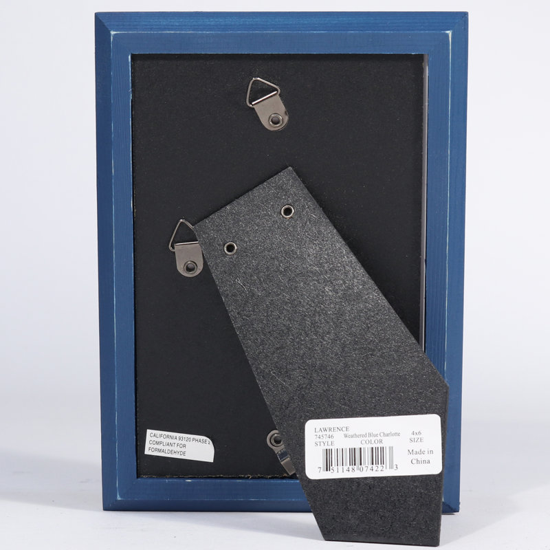 Cadre photo en bois Montevallo, 4 po x 6 po, Bleu marine patiné