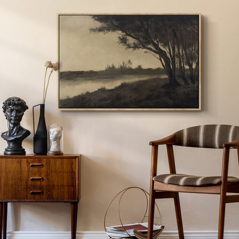 Paysage rétro - DCLxx III, H 17 po x l 25 po, Toile naturelle avec cadre flottant