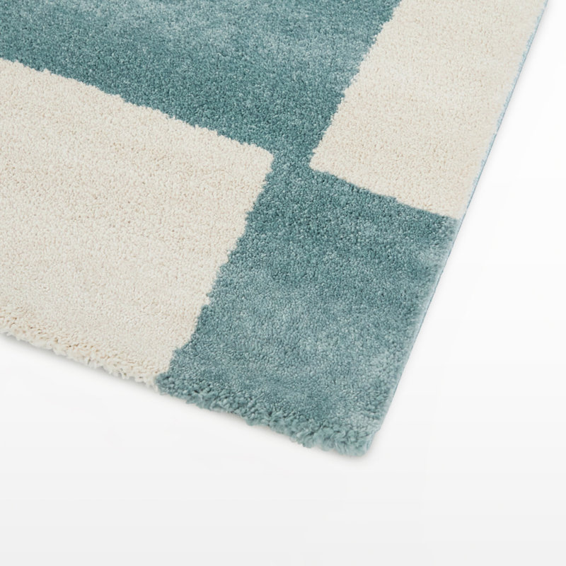 Tapis à carreaux bleu clair Enyo, Rectangle 5 pi 3 po x 7 pi
