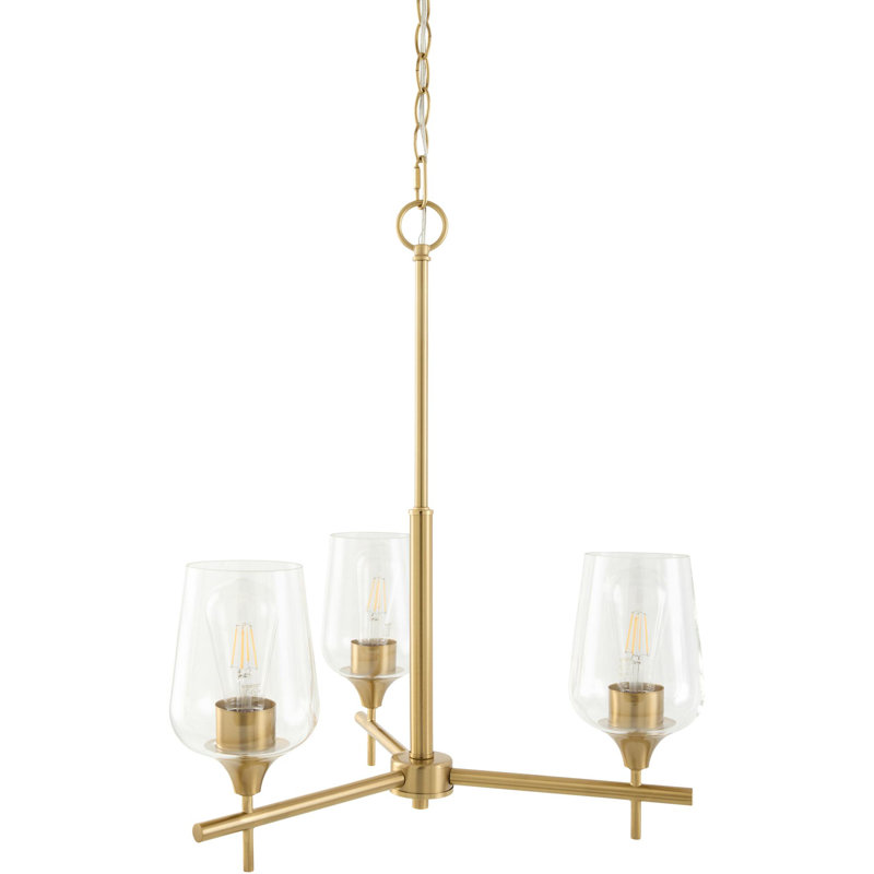  Jorgensen Chandelier, Brass, Clear