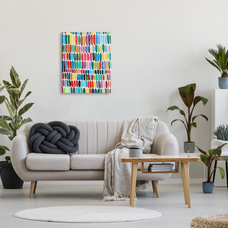 Varié de lignes arc-en-ciel à motif aquarelle détaillé par Regina Moore - peinture sur toile tendue