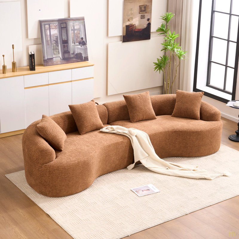 Canapé modulaire incurvé à compression Compression, canapé-lit en chenille haute densité 30D pour appartement, salon, L 110 po