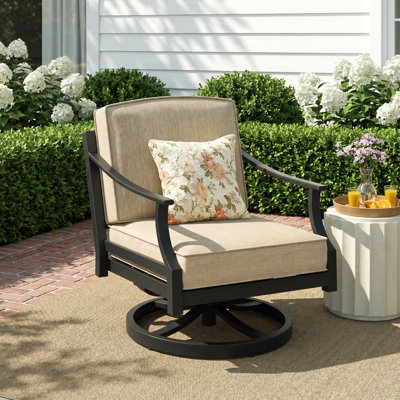  Tamarin Patio Aluminum Swivel Club Chair With Sunbrella Cushions