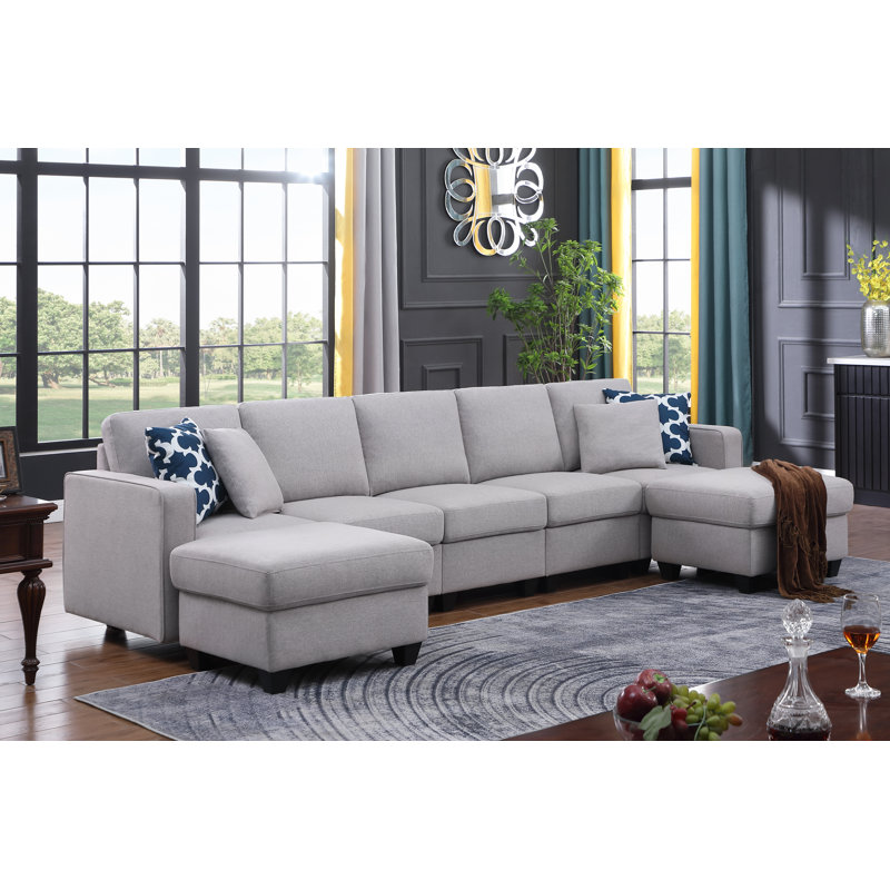 Solimar Upholstered L-Shaped Sectional Reversible, Light Gray 