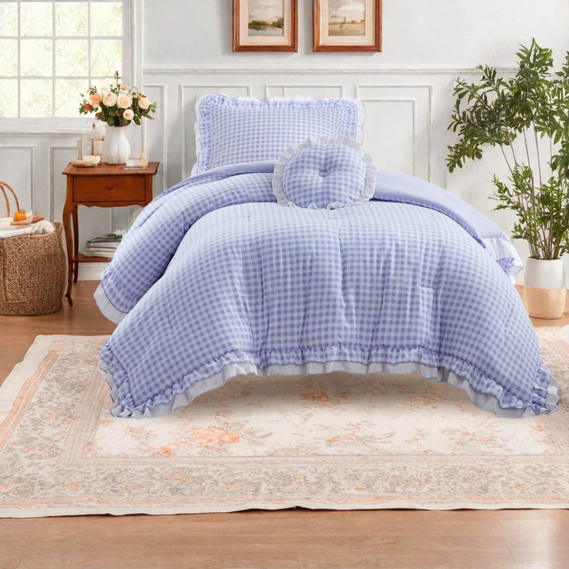 Ensembles de literie pour lit simple / simple TG 3 pièces Cozy, édredon en microfibre bleue