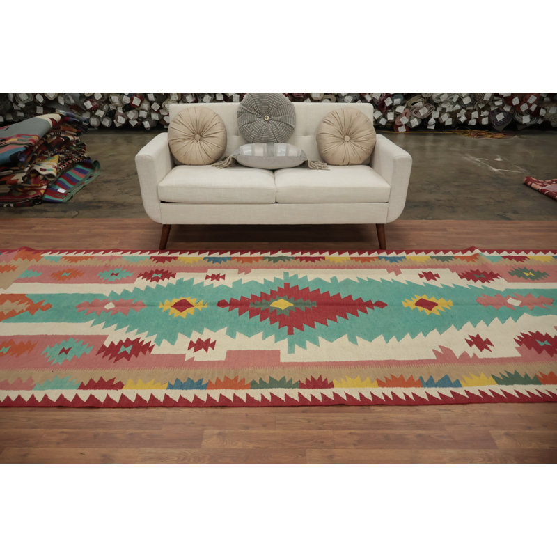 Geometric Kilim Turkish Runner Rug 5x15