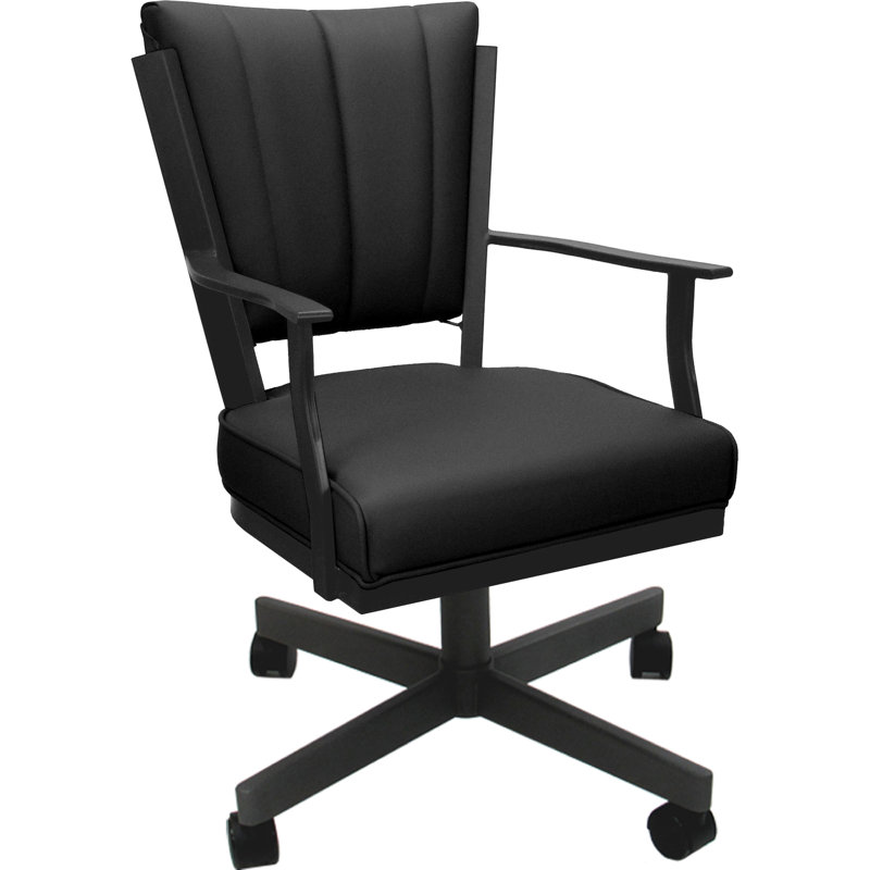 Leather Dining Caster Chair Swivel Tilt, Gray, Black