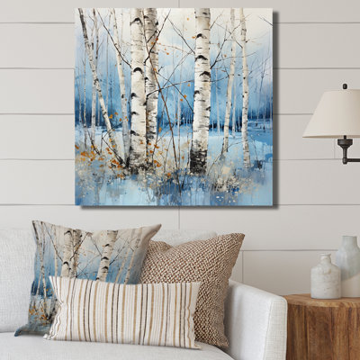 Bouleau blanc et bleu en hiver I - reproduction