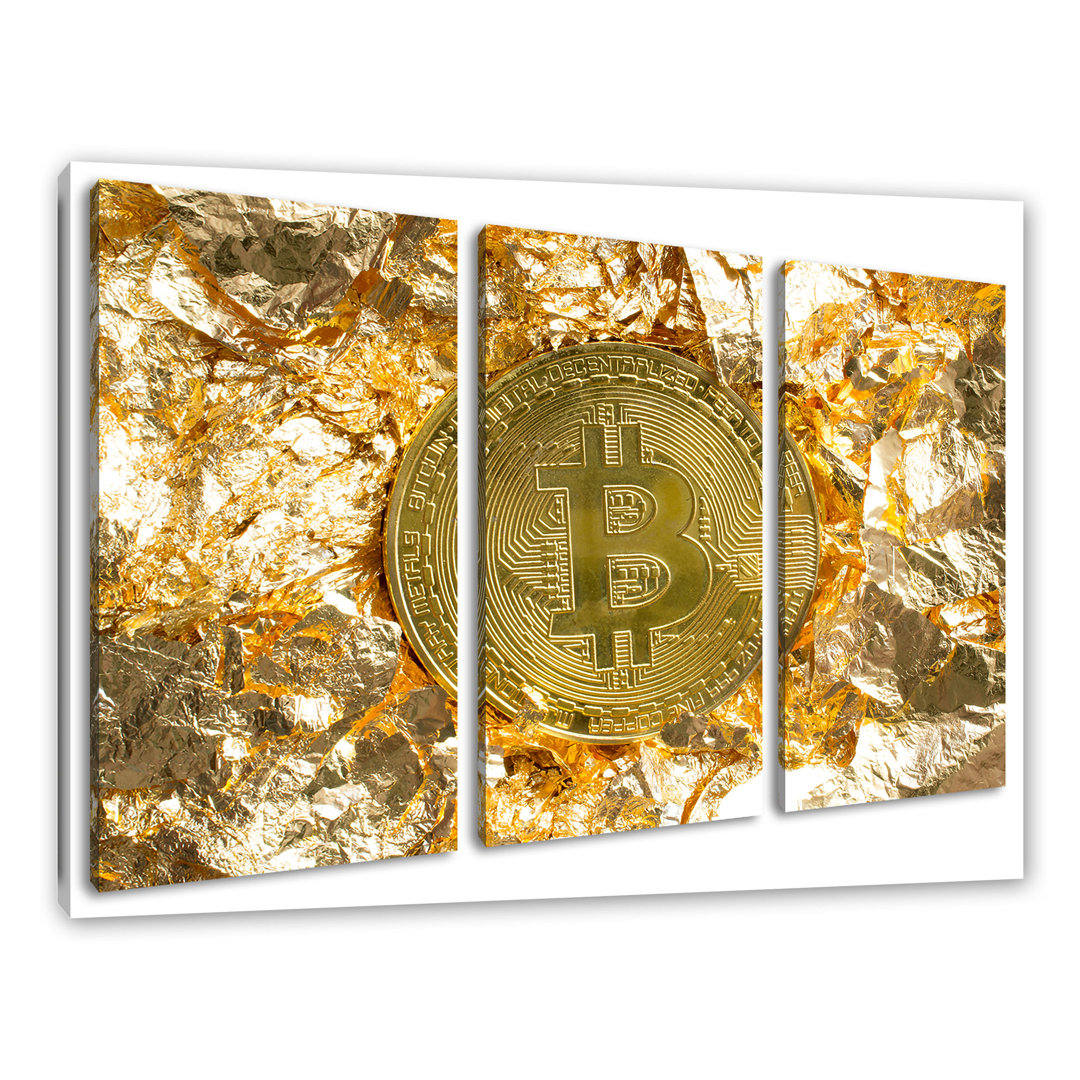 Leinwandbild Bitcoin BTC Goldpapier