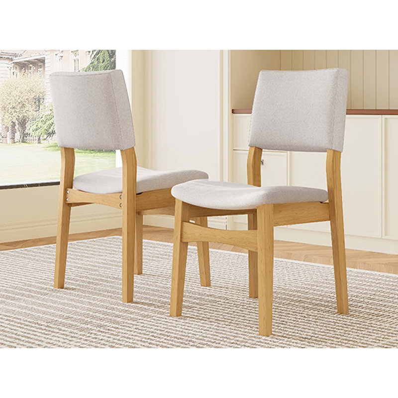 Upholstered Stackable Dining Chairs Set, 2, Natural