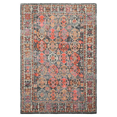 6'2''x8'11'' Hand Knotted Wool Gray Indo Tibetan Transitional Rug