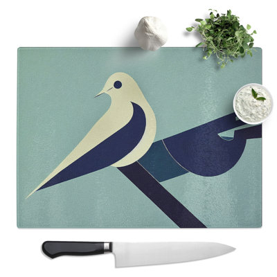 Modern Abstract Dove Bird  Glass Chopping Board