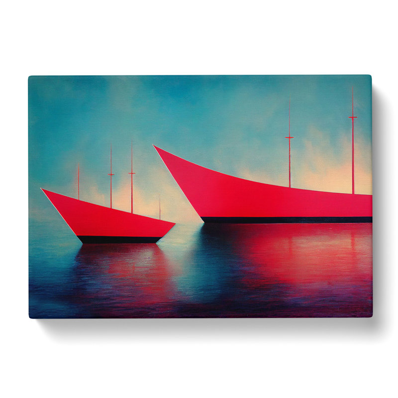 Two Modern Ships Abstract - Wrapped Canvas, 35cm H x 50cm W x 3cm D