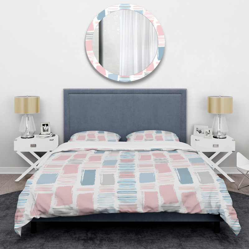 Ensemble de housse de couette Tiles roses et bleues, Housse de couette très grand et 2 très grandes t