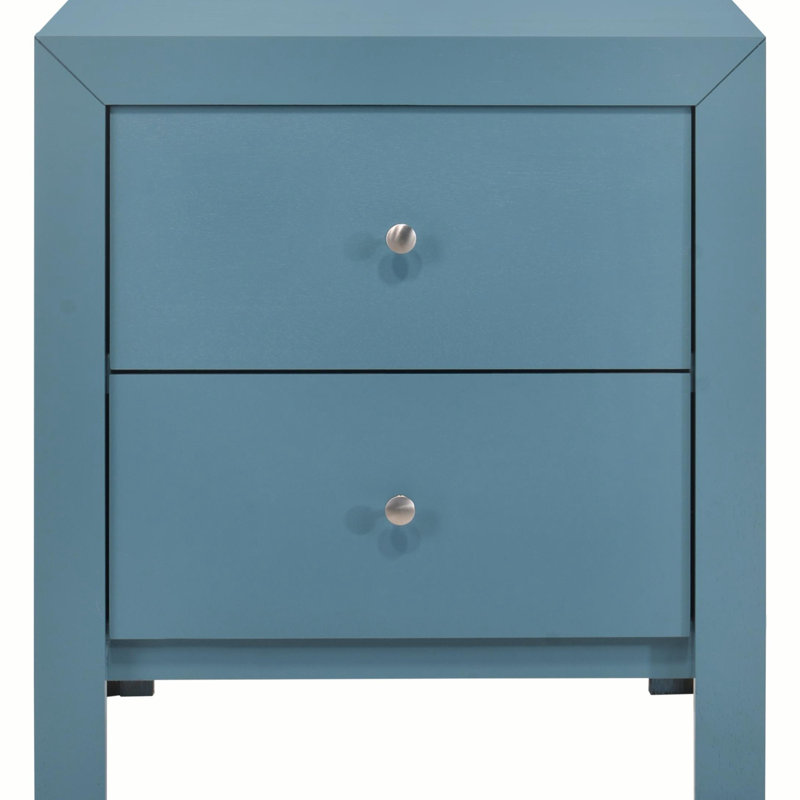 Riliegh Nightstand Bedside Table Bedroom End Tables Wood Nightstand Mid Century Modern Nightstand, Teal