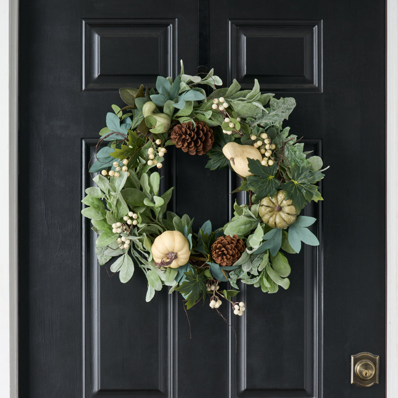 Handcrafted Faux Mixed Assortment Silk Wreath, 22" H x 22" W x 6" D