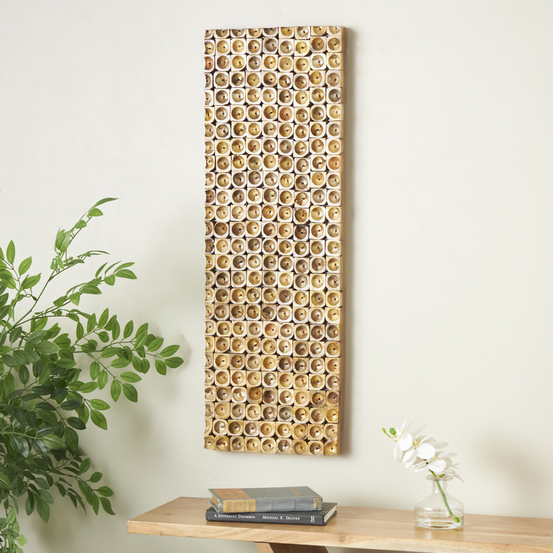 Jakin Cole And Grey Mango Wood Handmade Stacked Tree Trunks Abstract Wall Decor, 36" H x 12" W x 1.5" D