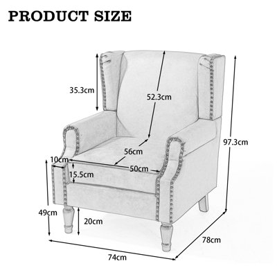 74.4 Cm Wide Wingback Chair