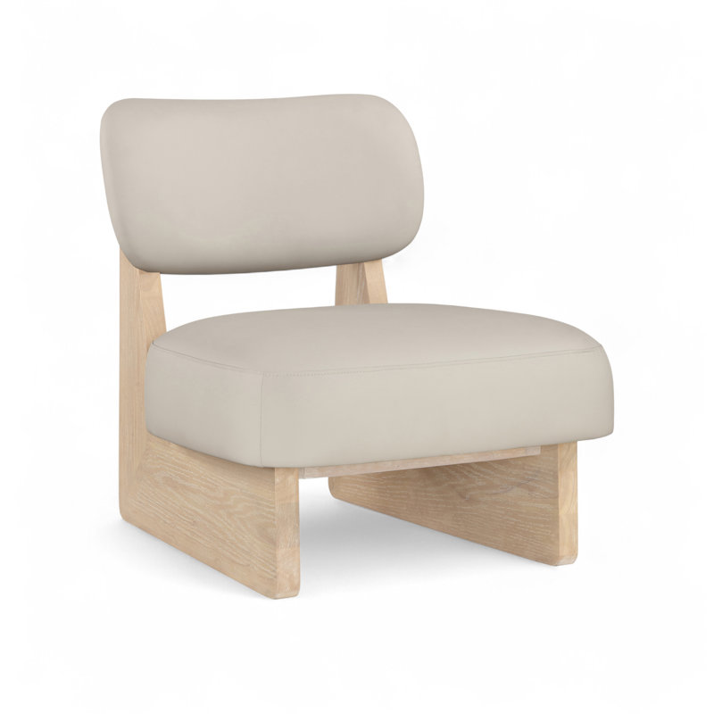 Fauteuil d'appoint en cuir Vetra Lystra, Cuir taupe végétalien, Naturel