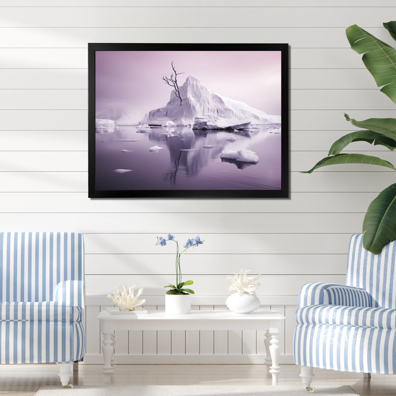 " Pink Purple Iceberg Arctic Elegance ", H 30 po x l 40 po x P 1,5 po, Cadre simple noir