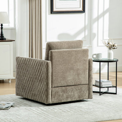 Fauteuil pivotant rembourré 29,5 po avec rangement caché et accoudoirs capitonnés en forme de losange 29 po.