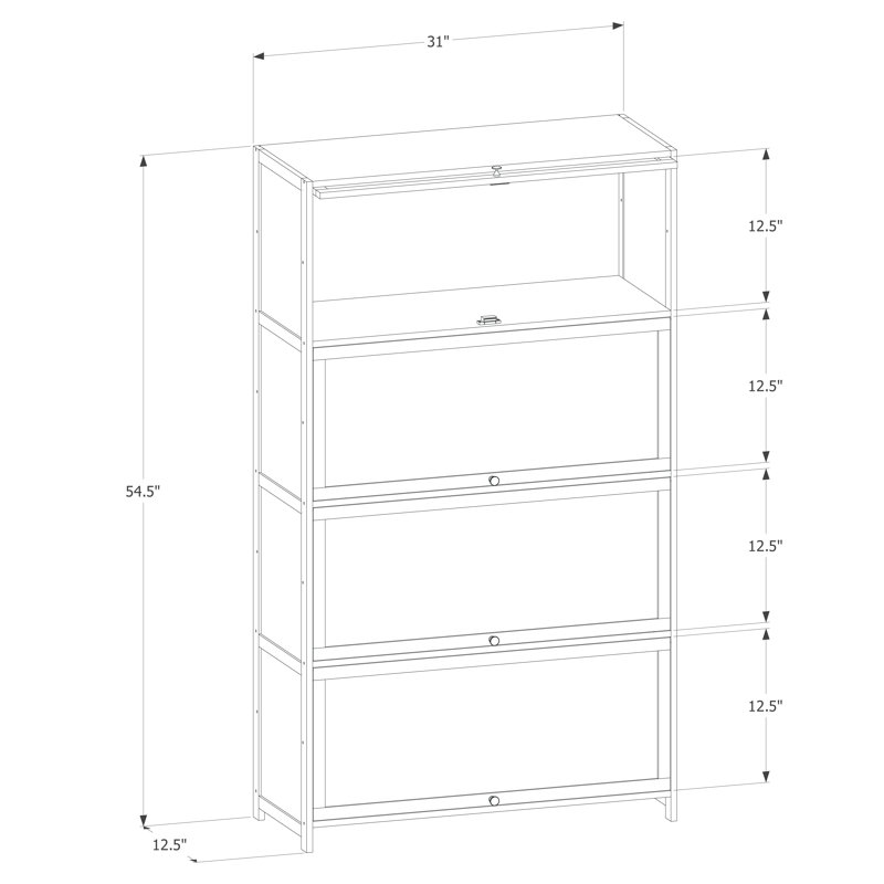 Brown Bamboo 4-Shelf Bookcase with Acrylic Doors