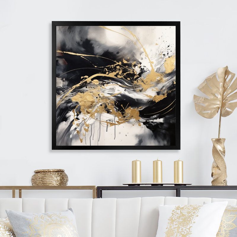 «Exploration des profondeurs du marbre doré II», reproduction sur toile, H 36 po x l 36 po x P 1,5 po, Cadre photo noir