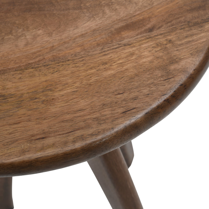 Jerrika Liddel Curved Sculptural Retro Round Mid-Century Modern Solid Wood Accent End Table, Chestnut