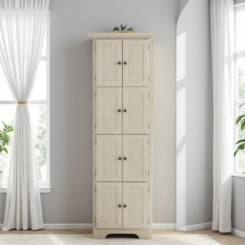 Armoire de rangement 4 niveaux à 4 niveaux avec 8 portes, armoire de coin et tablettes, Blanc