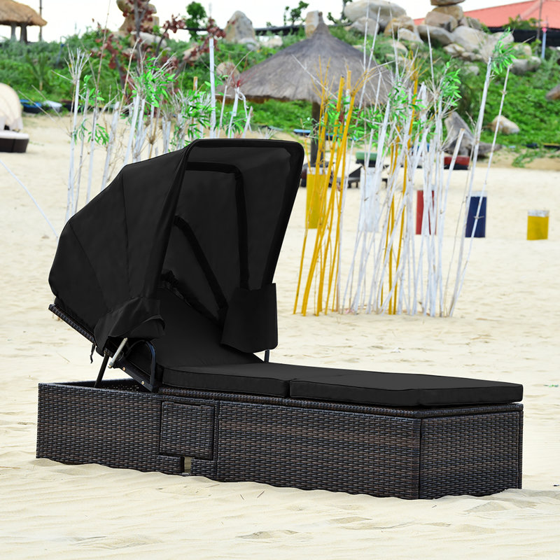 Chaise longue avec coussin Montego, 1, Noir