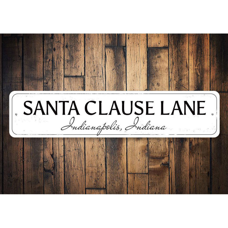 Plaque en aluminium Santa Clause Lane, H 4 po x l 18 po x P 0,04 po
