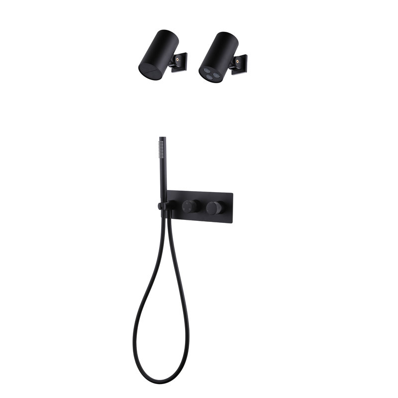 Système de douche complet avec valve brute, Noir mat
