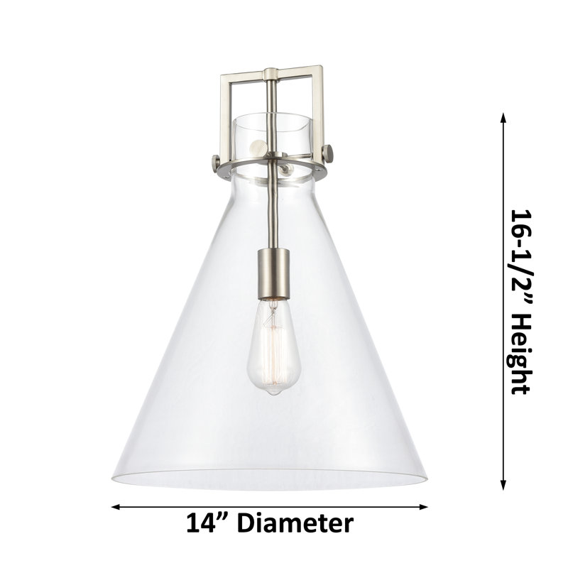 Luminaire suspendu avec tige 1 lumière Abisaid, Clair, H 15 po x l 14 po x P 14 po, Bronze champagne