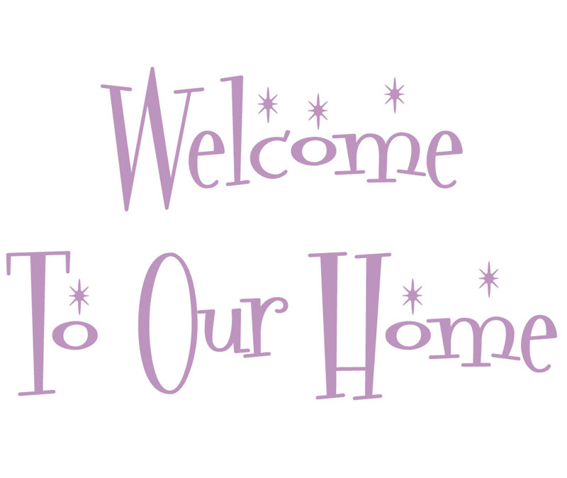 Décalcomanie murale "welcome to the home", Lilas, H 14,5 po x l 24 po x P 0,01 po