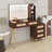 Rattan Makeup Vanity Desk with LED Lighted Mirror, Vintage Dressing Table with 5 Drawers and Storage Shelf-625747816