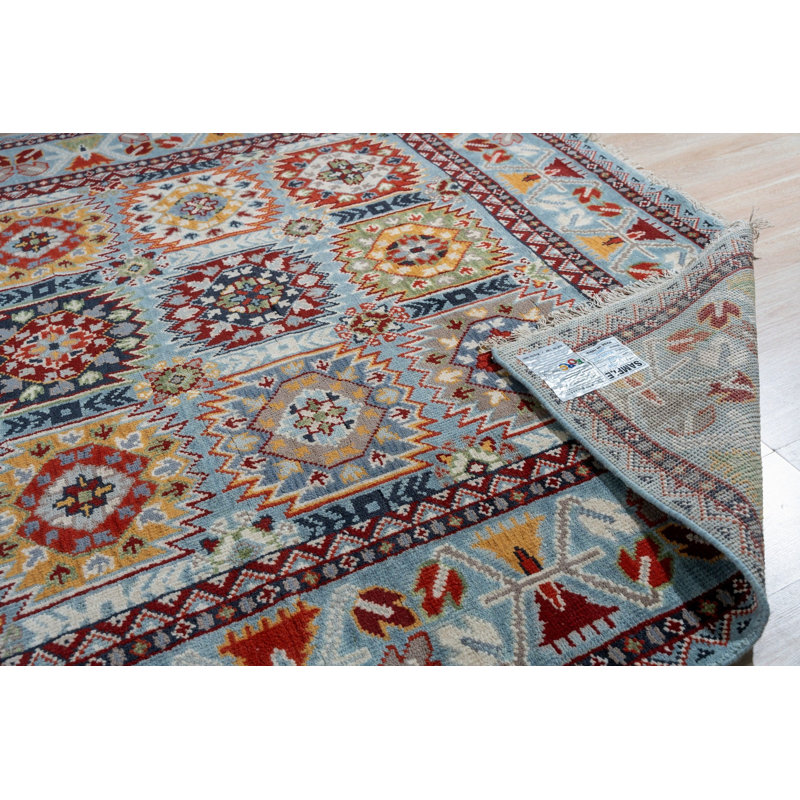 8x10 Blue Hand-Knotted Wool Jeweled Medallion Classic Traditional Modern Contemporary Carpet Rug