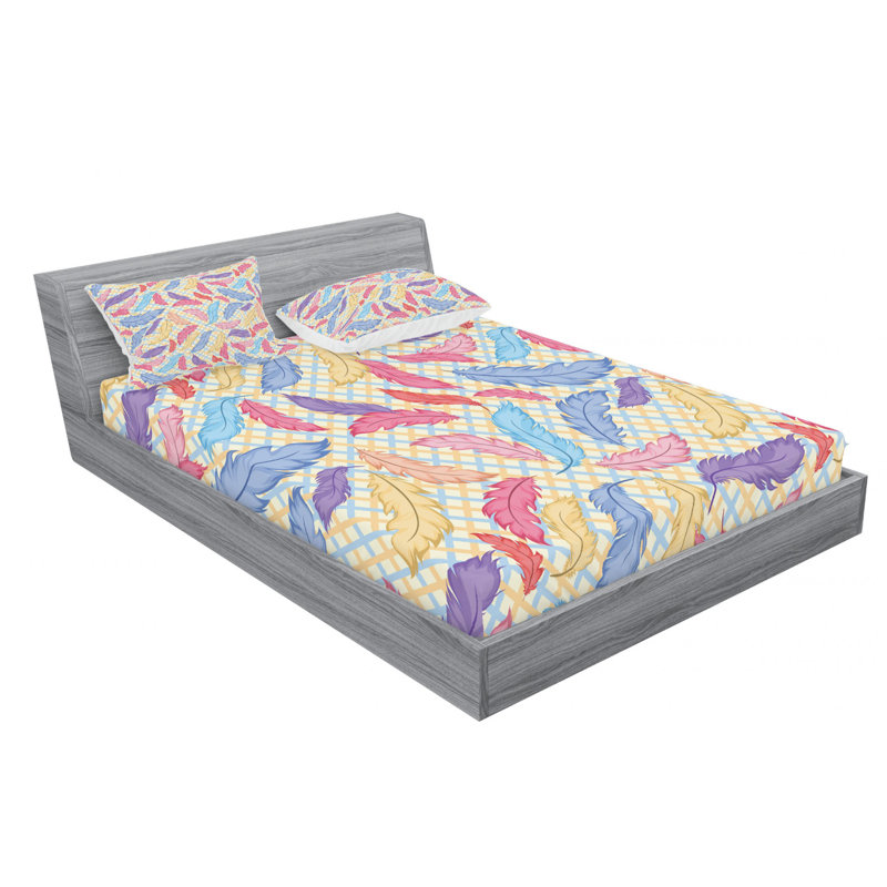 Microfiber Plaid Sheet Set, Queen Sheet Set + Fitted Sheet + 2 Pillowcases