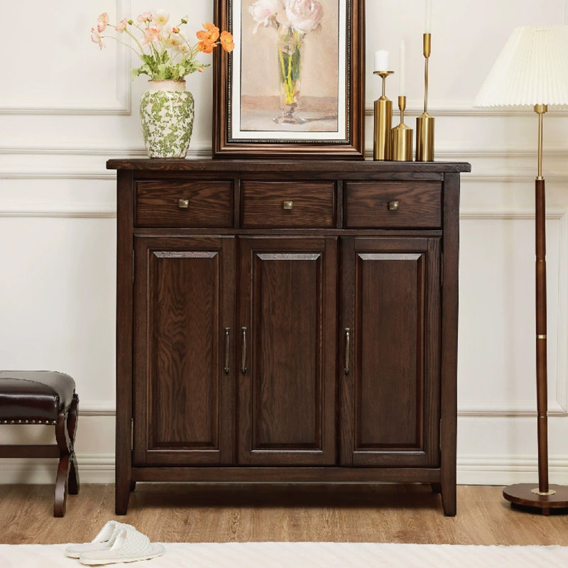Banc de rangement pour chaussures en bois massif brun noisette