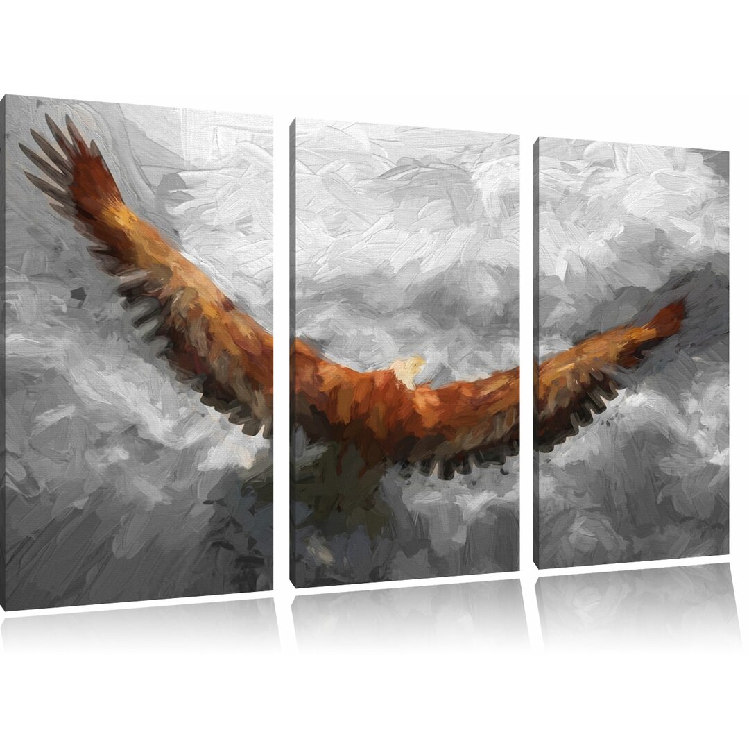 3-tlg. Leinwandbilder-Set „Adler fliegt“, Kunstdruck