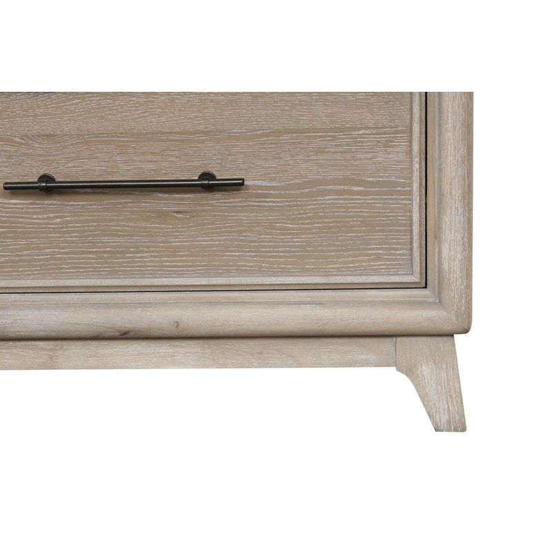 Commode à huit tiroirs en chêne avec miroir en bois d'hévéa massif