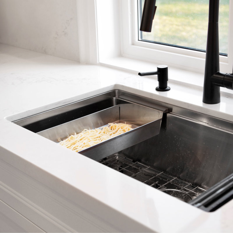 17" Stainless Steel Over The Sink Colander with Non-Slip Handles