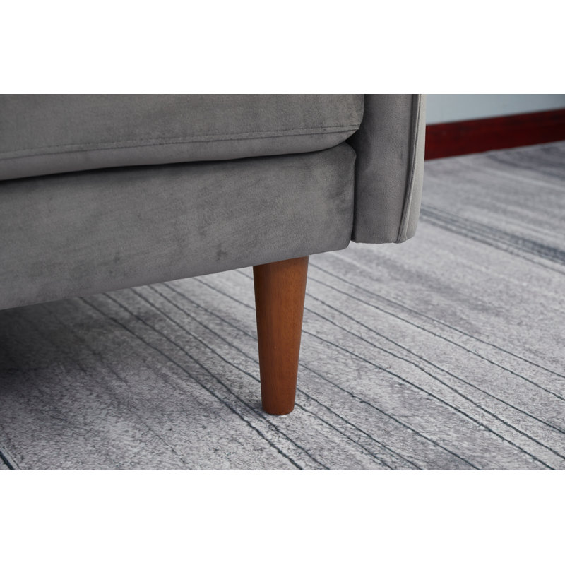 Canapé à accoudoirs arrondis 70 po Emteas, Velours gris