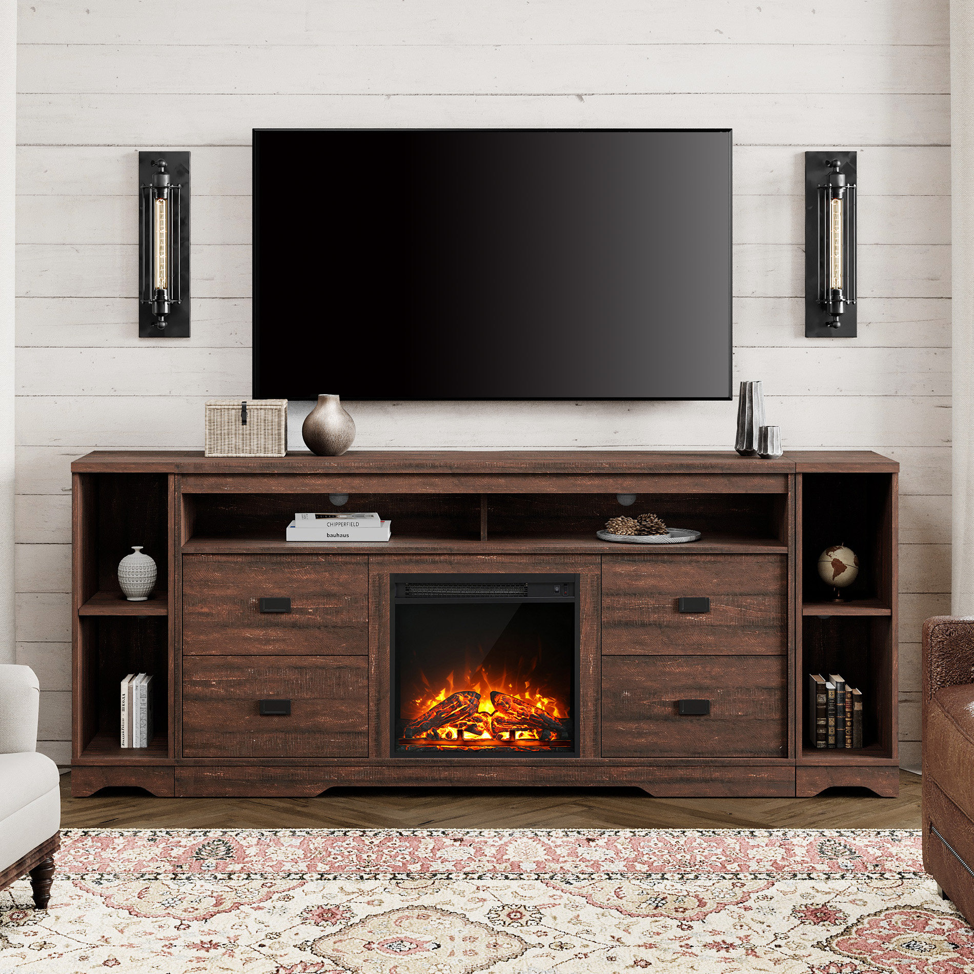 Lark Manor High Fireplace TV Stand Entertainment Centre For 85 Inch Tvs ...