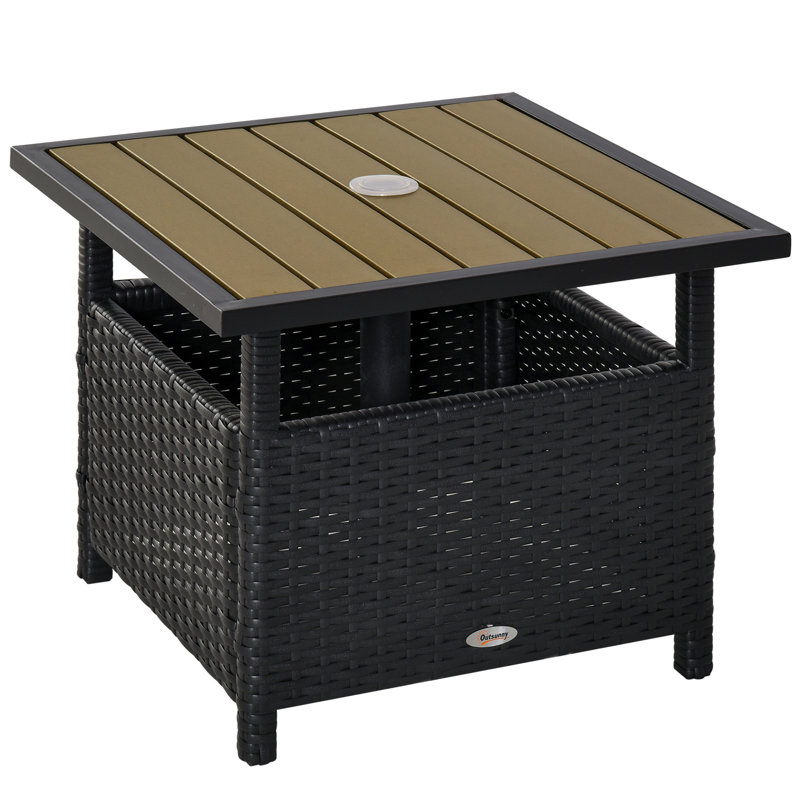 Table de salle à manger pour 6 personnes, table de patio rectangulaire avec lattes imperméables, patins réglables