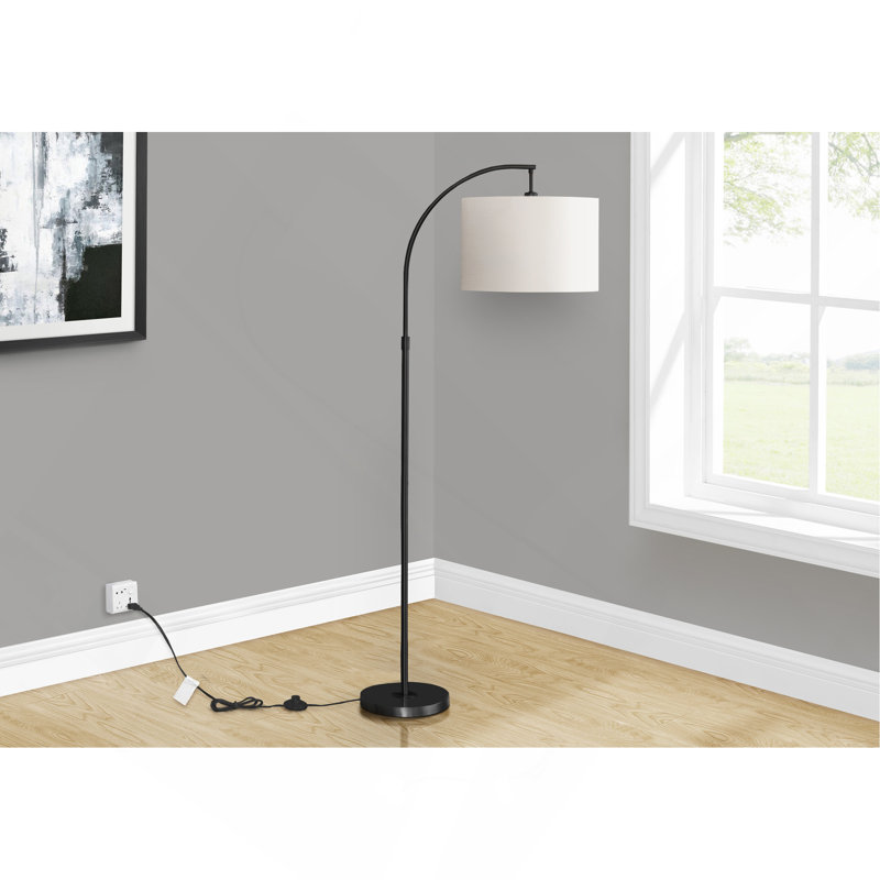 Lighting, 65"H, Floor Lamp, Metal, Ivory / Cream Shade, Contemporary, Black