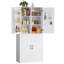 Armoire de cuisine avec 12 tablettes de rangement, armoire de rangement à panneau perforé H 71,3 po, support à 3 niveaux et 4 tablettes réglables-1682056852