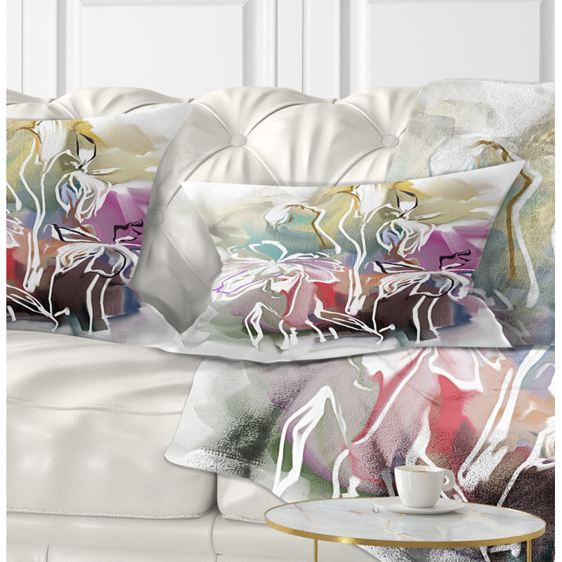 Coussin lombaire floral de fleurs abstraites texturées