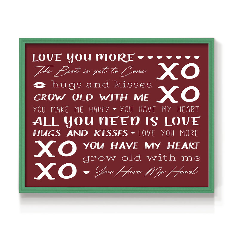 «Love You More», reproduction encadrée - bois massif, H 30 po x l 24 po, Green